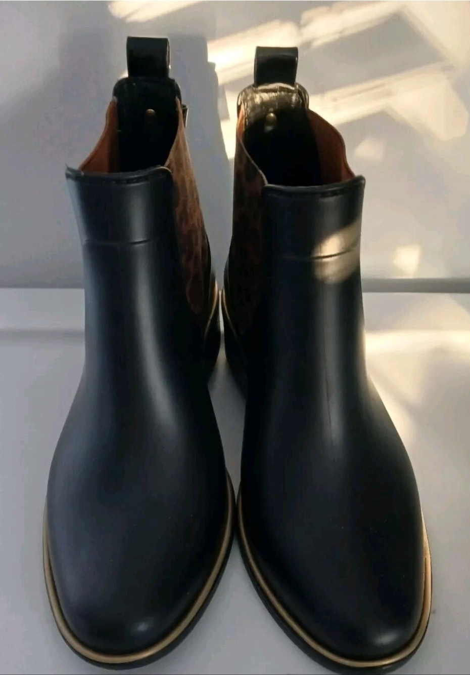 Kate Spade Black Chelsea Boots with Brown Side Panels